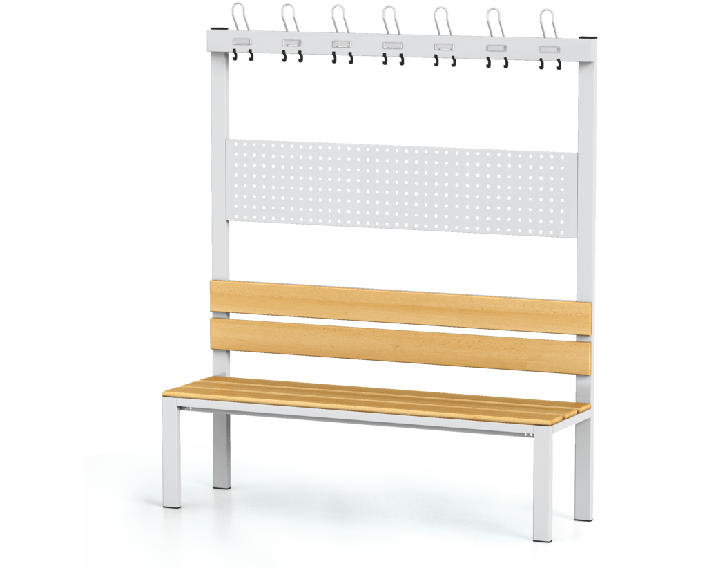 Benches with backrest and racks, beech sticks -  basic version 1800 x 1500 x 430